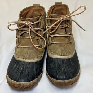 Sorel Classic Out N About Waterproof Tan Leather Ankle Boots Rubber Shell Winter